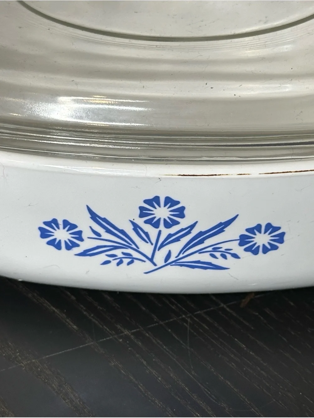 Corningware White Covered Casserole with Blue Logo and Floral Mark - Picture 7 of 12